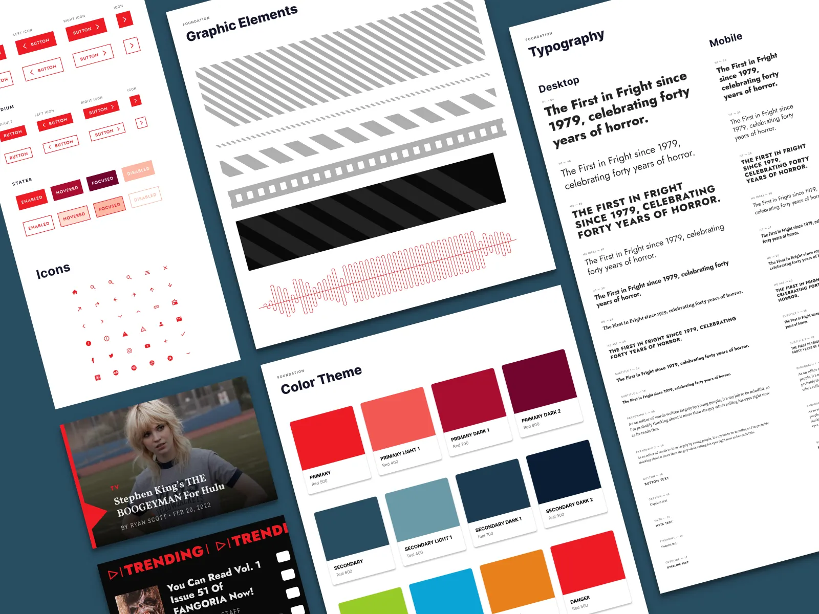 Fangoria Design System — color, typography, and component overview